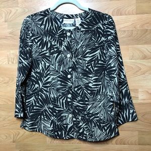 Vintage Jaclyn Smith Button Up Leaf Pattern Size Small Blouse